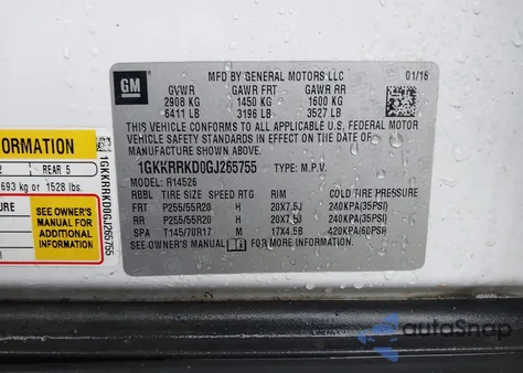 2016 GMC Acadia Slt-1 из США, поврежденный, VIN 1GKKRRKD0GJ265755